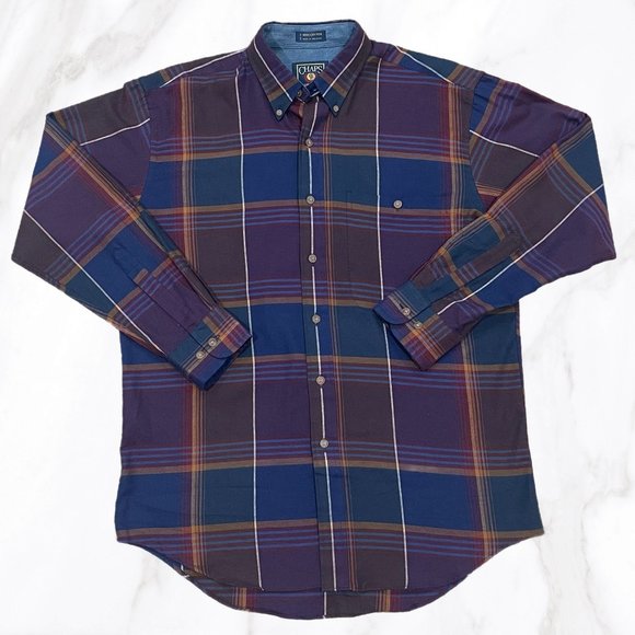 Vintage‎ Chaps Ralph Lauren Men's Plaid Button Down Dress Shirt, Size M - Picture 1 of 5